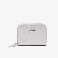 Portefeuilles & Petite Maroquinerie | LACOSTE Porte-Monnaie Zip L.12.12 En Toile Argent