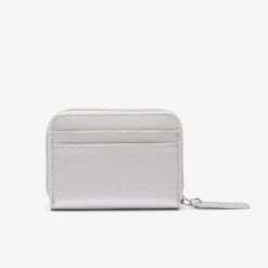 Portefeuilles & Petite Maroquinerie | LACOSTE Porte-Monnaie Zip L.12.12 En Toile Argent