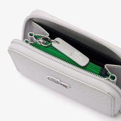 Portefeuilles & Petite Maroquinerie | LACOSTE Porte-Monnaie Zip L.12.12 En Toile Argent