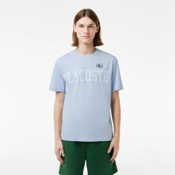 T-Shirts | LACOSTE T-Shirt En Coton Avec Imprime Et Badge Contraste