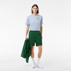 T-Shirts | LACOSTE T-Shirt En Coton Avec Imprime Et Badge Contraste