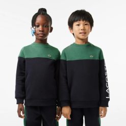 Vetements Garcon | LACOSTE Sweatshirt Enfant Color-Block En Molleton De Coton Biologique