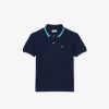 Vetements Garcon | LACOSTE Polo Garcon Lacoste Avec Col Tricolore En Petit Pique De Coton