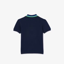 Vetements Garcon | LACOSTE Polo Garcon Lacoste Avec Col Tricolore En Petit Pique De Coton