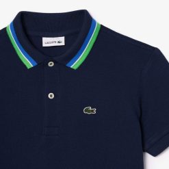 Vetements Garcon | LACOSTE Polo Garcon Lacoste Avec Col Tricolore En Petit Pique De Coton