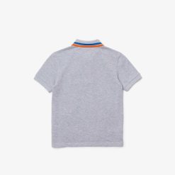 Vetements Garcon | LACOSTE Polo Garcon Lacoste Avec Col Tricolore En Petit Pique De Coton