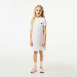 Vetements Fille | LACOSTE Robe Polo Fille En Pique De Coton Uni