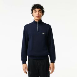 Pullovers | LACOSTE Sweatshirt A Col Montant Zippe En Coton Uni