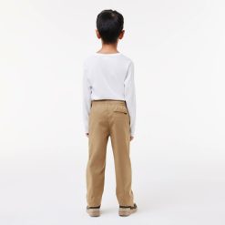 Vetements Garcon | LACOSTE Pantalon Chino Garcon Lacoste En Gabardine De Coton Stretch