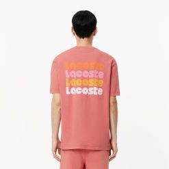 T-Shirts | LACOSTE T-Shirt Delave Avec Imprime Lacoste En Degrade