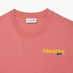 T-Shirts | LACOSTE T-Shirt Delave Avec Imprime Lacoste En Degrade