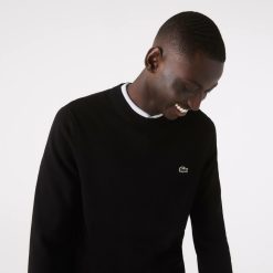 Pullovers | LACOSTE Pull A Col Rond En Coton Uni