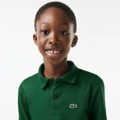 Vetements Garcon | LACOSTE Polo Regular Fit A Manches Longues Enfant Lacoste En Petit Pique Uni