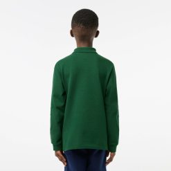 Vetements Garcon | LACOSTE Polo Regular Fit A Manches Longues Enfant Lacoste En Petit Pique Uni