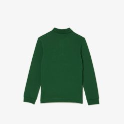 Vetements Garcon | LACOSTE Polo Regular Fit A Manches Longues Enfant Lacoste En Petit Pique Uni