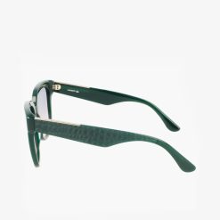 Lunettes De Soleil | LACOSTE Lunettes De Soleil Femme Rectangulaires Croco Skin En Acetate