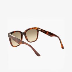 Lunettes De Soleil | LACOSTE Lunettes De Soleil Femme Rectangulaires Croco Skin En Acetate