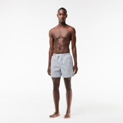 Maillots De Bain | LACOSTE Short De Bain Raye Leger Avec Boxer Integre