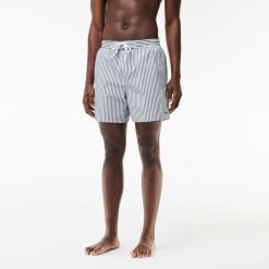 Maillots De Bain | LACOSTE Short De Bain Raye Leger Avec Boxer Integre