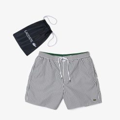 Maillots De Bain | LACOSTE Short De Bain Raye Leger Avec Boxer Integre