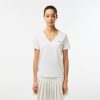 T-Shirts | LACOSTE T-Shirt A Col V Loose Fit En Coton Uni