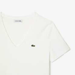 T-Shirts | LACOSTE T-Shirt A Col V Loose Fit En Coton Uni