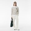 Pullovers | LACOSTE Pull Col Rond Raye En Coton Avec Badge Lacoste