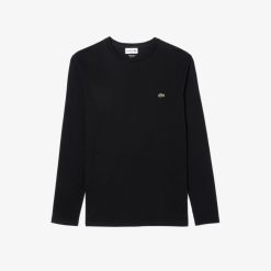 T-Shirts | LACOSTE T-Shirt Col Rond Manches Longues En Jersey De Coton Pima Uni