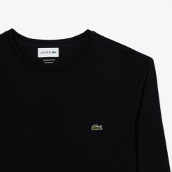 T-Shirts | LACOSTE T-Shirt Col Rond Manches Longues En Jersey De Coton Pima Uni