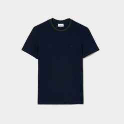 T-Shirts | LACOSTE T-Shirt Avec Col Raye En Mini Pique Stretch