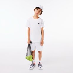 Vetements Garcon | LACOSTE T-Shirt Garcon Lacoste Sport En Coton Melange Respirant Uni