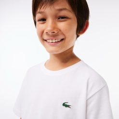 Vetements Garcon | LACOSTE T-Shirt Garcon Lacoste Sport En Coton Melange Respirant Uni