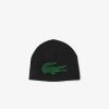 Chapeaux & Casquettes | LACOSTE Bonnet Unie Lacoste Reversible Avec Crocodile Contraste