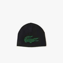 Chapeaux & Casquettes | LACOSTE Bonnet Unie Lacoste Reversible Avec Crocodile Contraste