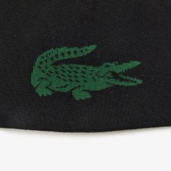 Chapeaux & Casquettes | LACOSTE Bonnet Unie Lacoste Reversible Avec Crocodile Contraste