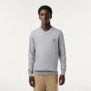 Pullovers | LACOSTE Pull A Col V En Coton Biologique Uni