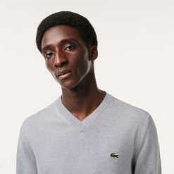 Pullovers | LACOSTE Pull A Col V En Coton Biologique Uni