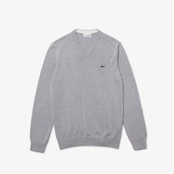 Pullovers | LACOSTE Pull A Col V En Coton Biologique Uni