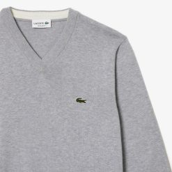 Pullovers | LACOSTE Pull A Col V En Coton Biologique Uni