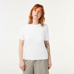 T-Shirts | LACOSTE T-Shirt Slim Fit A Col Rond En Coton Melange