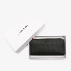 Portefeuilles & Petite Maroquinerie | LACOSTE Grand Portefeuille Unie Chantaco Zippe En Cuir Pique