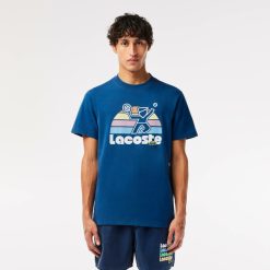 T-Shirts | LACOSTE T-Shirt Effet Delave Avec Imprime Tennis