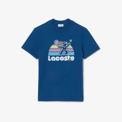 T-Shirts | LACOSTE T-Shirt Effet Delave Avec Imprime Tennis