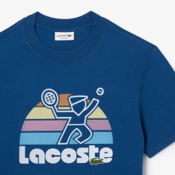 T-Shirts | LACOSTE T-Shirt Effet Delave Avec Imprime Tennis