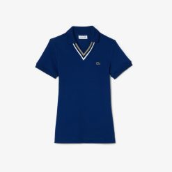 Polos | LACOSTE Polo Slim Fit Col V En Petit Pique Extensible