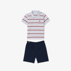 Accessoires | LACOSTE Ensemble Bebe Lacoste A Rayures En Coton Biologique