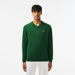 Pullovers | LACOSTE Pull A Col V En Laine Unie