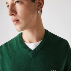 Pullovers | LACOSTE Pull A Col V En Laine Unie