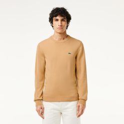 Pullovers | LACOSTE Pull A Col Rond En Coton Uni