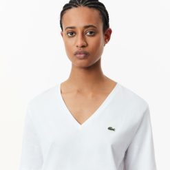 T-Shirts | LACOSTE T-Shirt Relaxed Fit En Jersey De Coton Doux Col V